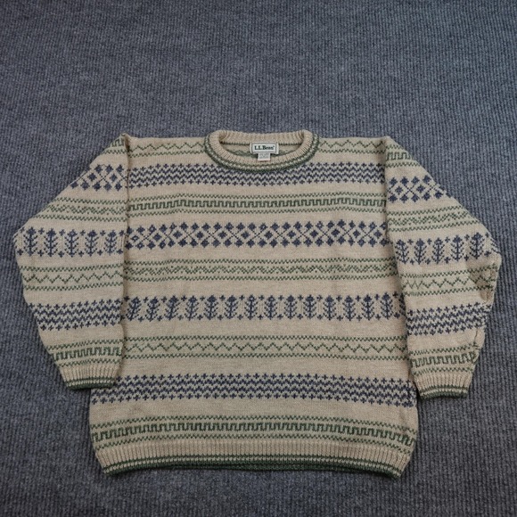 L.L. Bean Other - Vintage LL Bean Sweater Mens Large Linen Wool Fair Isle Crewneck Ireland